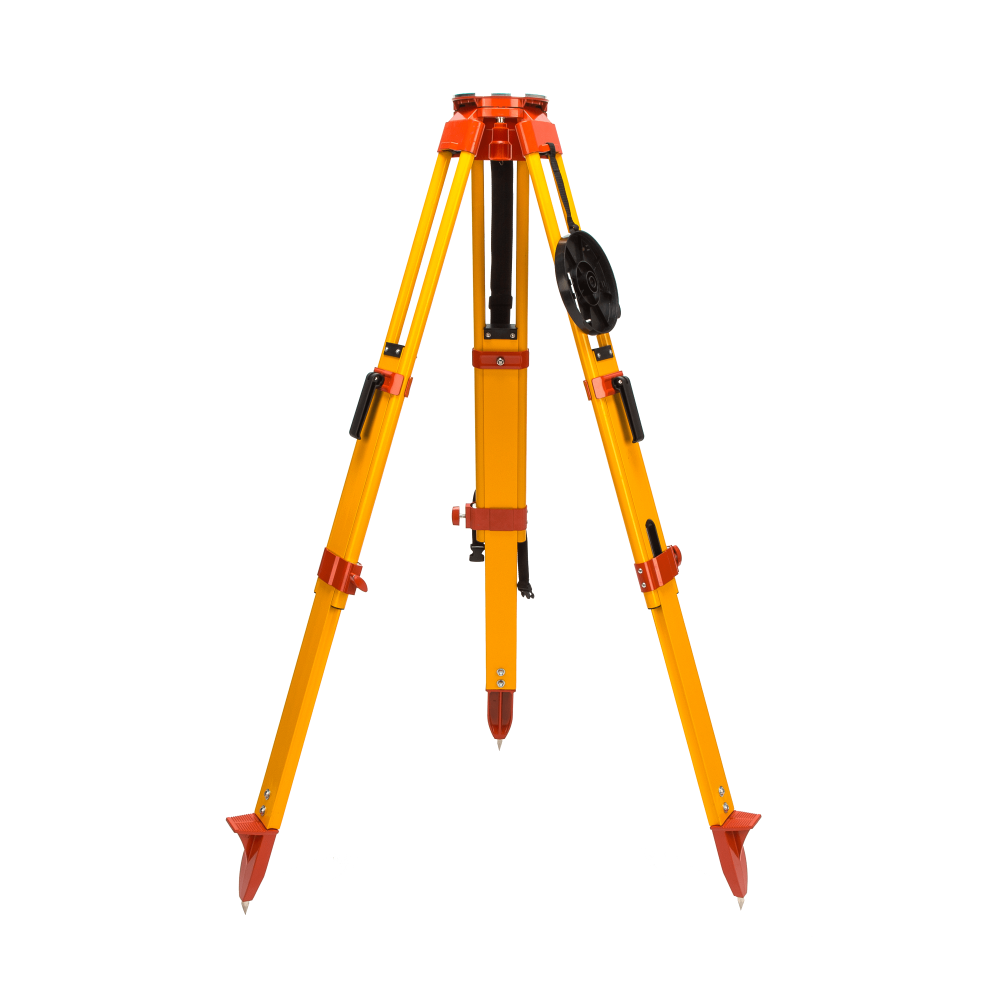 Datum's Heavy Duty Fibreglass Tripod provides double locking (clamp & footscrew) telescopic legs and a large circular head for easy instrument positioning.